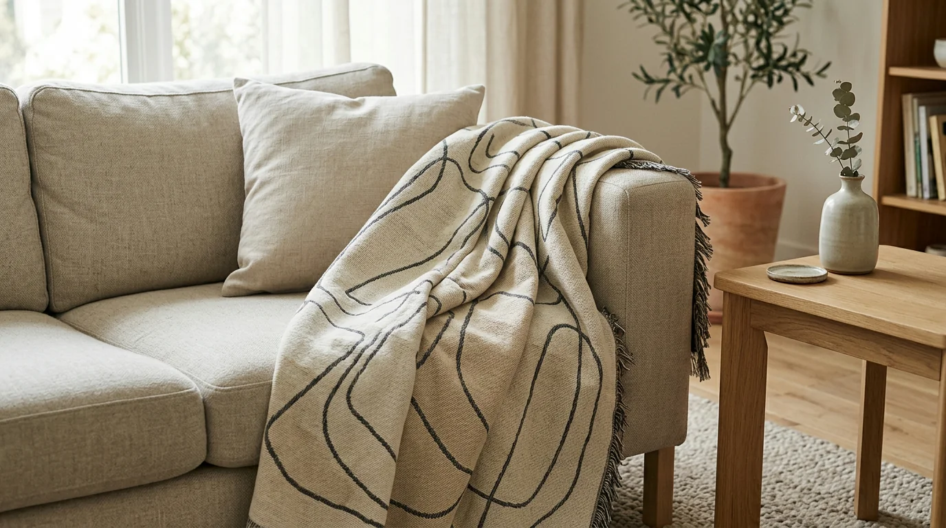 Abstract Line Art Tapestry Throw Blanket (51x71)