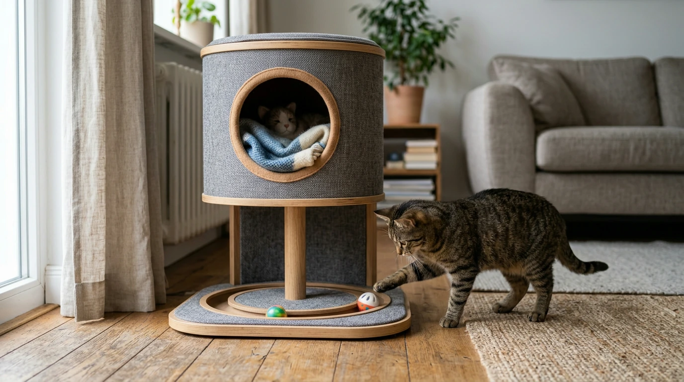 Cat House with Rotating Turntable Toy: Cozy + Fun