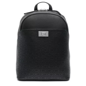 Calvin Klein Black Print Zip Backpack for Daily Commutes