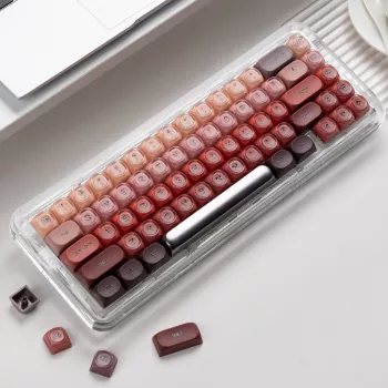 Red Lipstick PBT Keycaps: Double-Shot HOA, 128 Keys