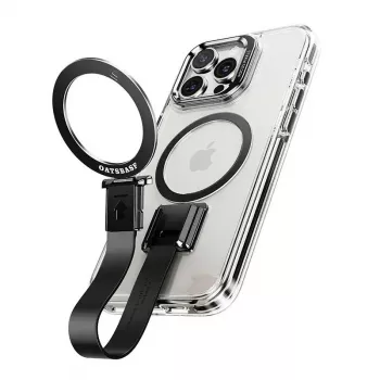 Magnetic iPhone Case: Rotating Ring Stand + Lanyard
